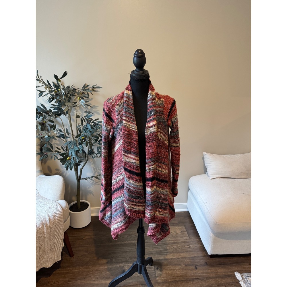 American Eagle Outfitters Red Space Dye Waterfall Cardigan Sweater Small